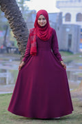 Afra Maroon Pin-Tuck Maxi Abaya
