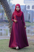 Afra Maroon Pin-Tuck Maxi Abaya