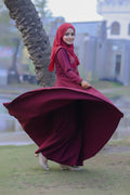Afra Maroon Pin-Tuck Maxi Abaya