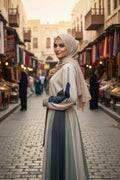 Soraya Pastel Colorblock Belted Abaya