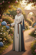 Soraya Pastel Colorblock Belted Abaya