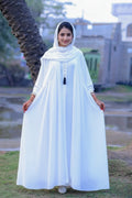 Safeera Pure White Batwing Kaftan Abaya
